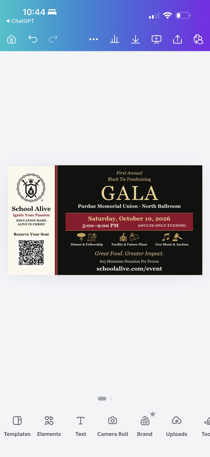 School Alive First Annual Black Tie Gala invitation